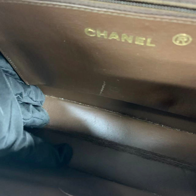 Chanel Single Flap Bag Vintage Small Brown Lizard Leather Gold Hardware