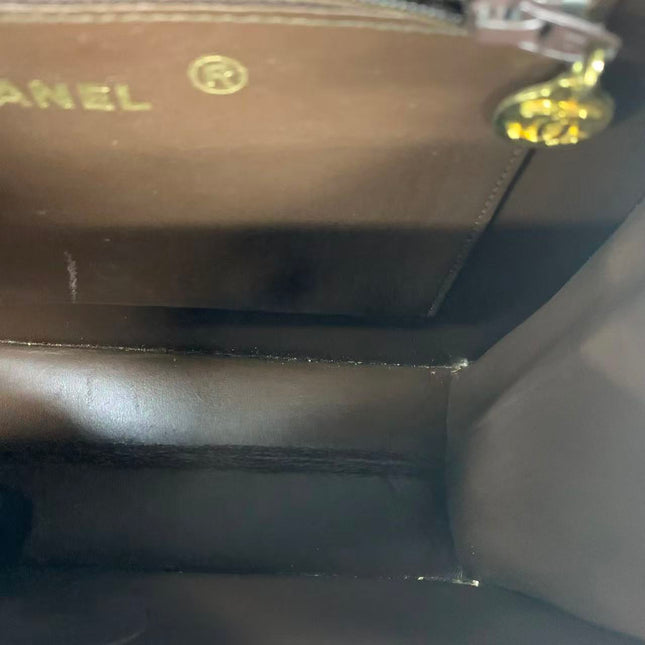 Chanel Single Flap Bag Vintage Small Brown Lizard Leather Gold Hardware