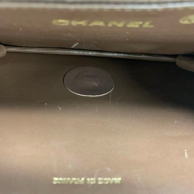 Chanel Single Flap Bag Vintage Small Brown Lizard Leather Gold Hardware