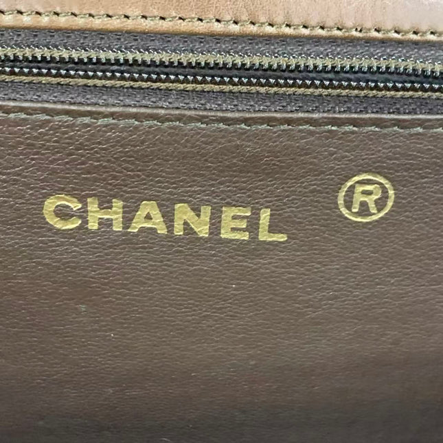 Chanel Single Flap Bag Vintage Small Brown Lizard Leather Gold Hardware