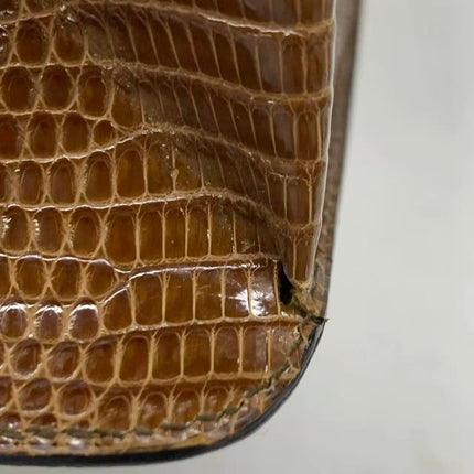 Chanel Single Flap Bag Vintage Small Brown Lizard Leather Gold Hardware