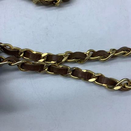 Chanel Single Flap Bag Vintage Small Brown Lizard Leather Gold Hardware