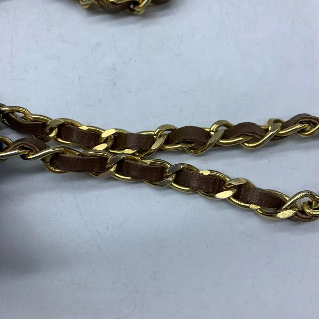 Chanel Single Flap Bag Vintage Small Brown Lizard Leather Gold Hardware