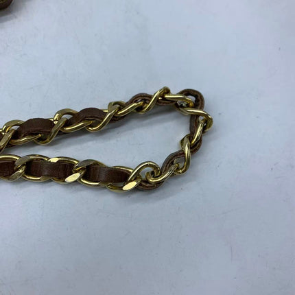 Chanel Single Flap Bag Vintage Small Brown Lizard Leather Gold Hardware