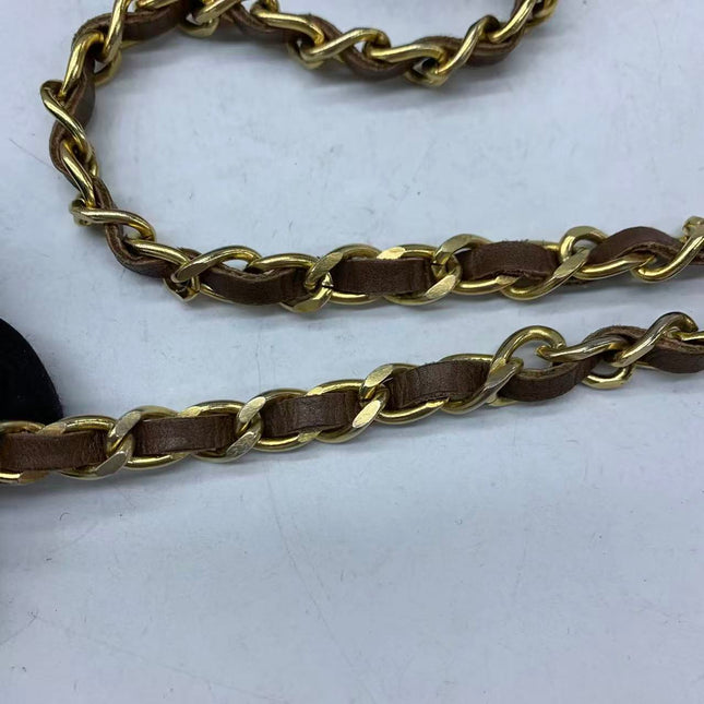 Chanel Single Flap Bag Vintage Small Brown Lizard Leather Gold Hardware