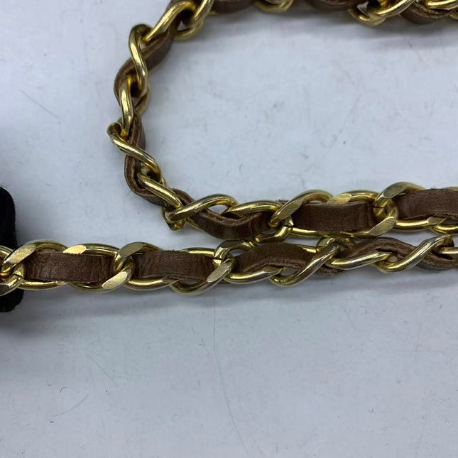 Chanel Single Flap Bag Vintage Small Brown Lizard Leather Gold Hardware