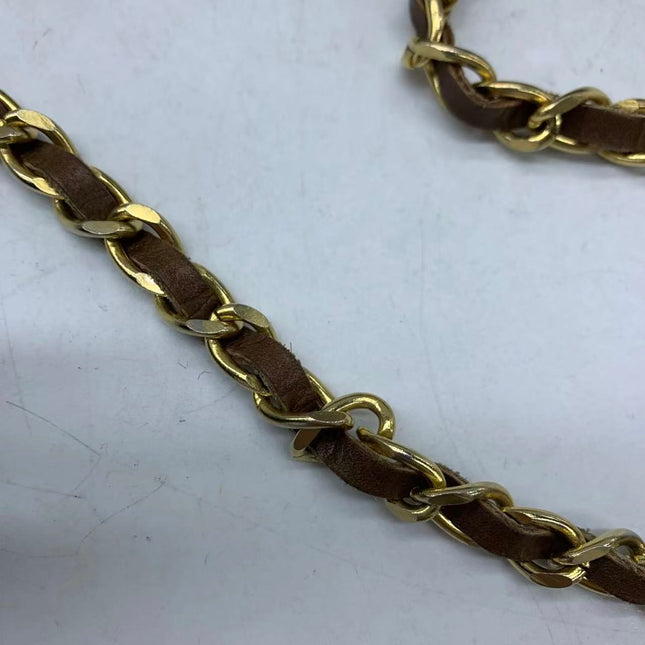 Chanel Single Flap Bag Vintage Small Brown Lizard Leather Gold Hardware