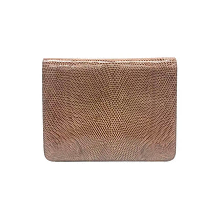 Chanel Single Flap Bag Vintage Small Brown Lizard Leather Gold Hardware