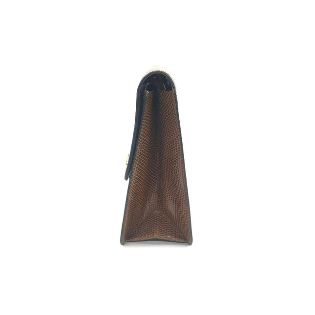 Chanel Single Flap Bag Vintage Small Brown Lizard Leather Gold Hardware