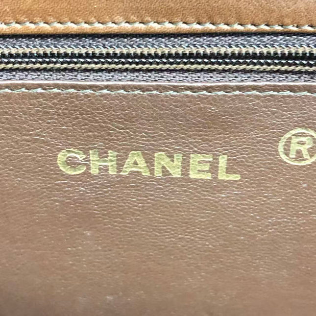 Chanel Single Flap Bag Vintage Small Brown Lizard Leather Gold Hardware