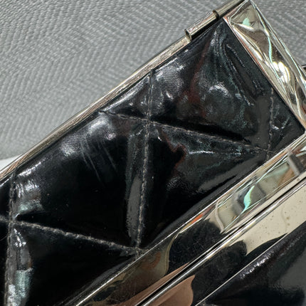 Chanel Vanity Case Vintage Black Patent Leather Silver Clasp Hardware