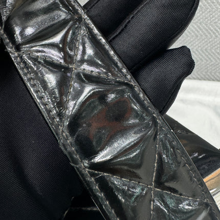 Chanel Vanity Case Vintage Black Patent Leather Silver Clasp Hardware