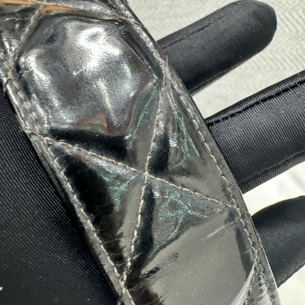 Chanel Vanity Case Vintage Black Patent Leather Silver Clasp Hardware