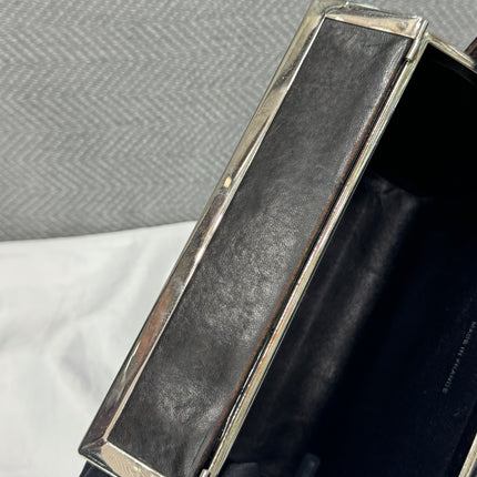 Chanel Vanity Case Vintage Black Patent Leather Silver Clasp Hardware