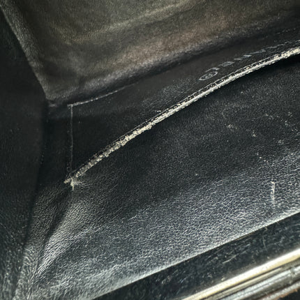 Chanel Vanity Case Vintage Black Patent Leather Silver Clasp Hardware