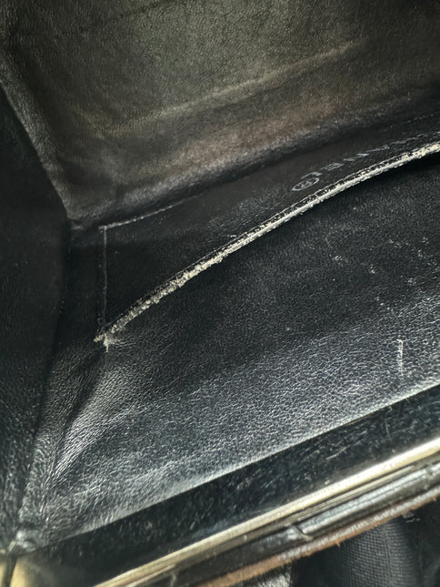 Chanel Vanity Case Vintage Black Patent Leather Silver Clasp Hardware