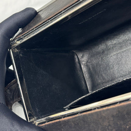 Chanel Vanity Case Vintage Black Patent Leather Silver Clasp Hardware