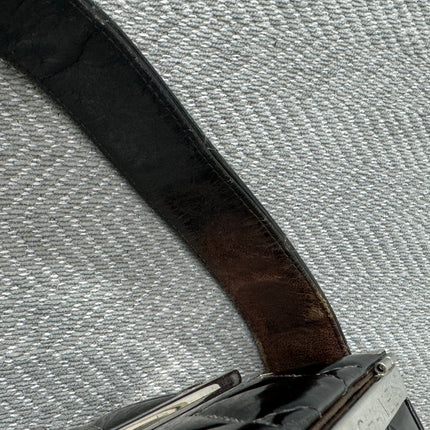 Chanel Vanity Case Vintage Black Patent Leather Silver Clasp Hardware