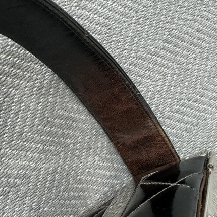 Chanel Vanity Case Vintage Black Patent Leather Silver Clasp Hardware