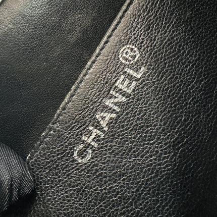 Chanel Vanity Case Vintage Black Patent Leather Silver Clasp Hardware