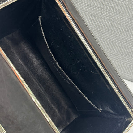 Chanel Vanity Case Vintage Black Patent Leather Silver Clasp Hardware