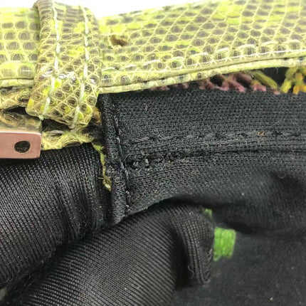 Fendi Baguette Black Cloth Multicolor Embroidery Green Lizard Skin Strap