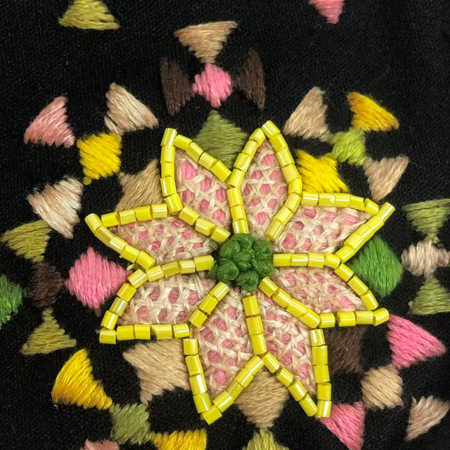 Fendi Baguette Black Cloth Multicolor Embroidery Green Lizard Skin Strap