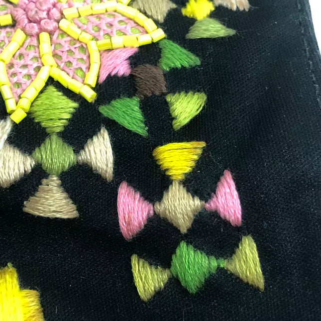 Fendi Baguette Black Cloth Multicolor Embroidery Green Lizard Skin Strap