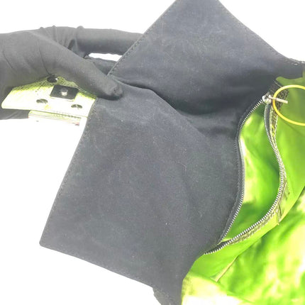 Fendi Baguette Black Cloth Multicolor Embroidery Green Lizard Skin Strap