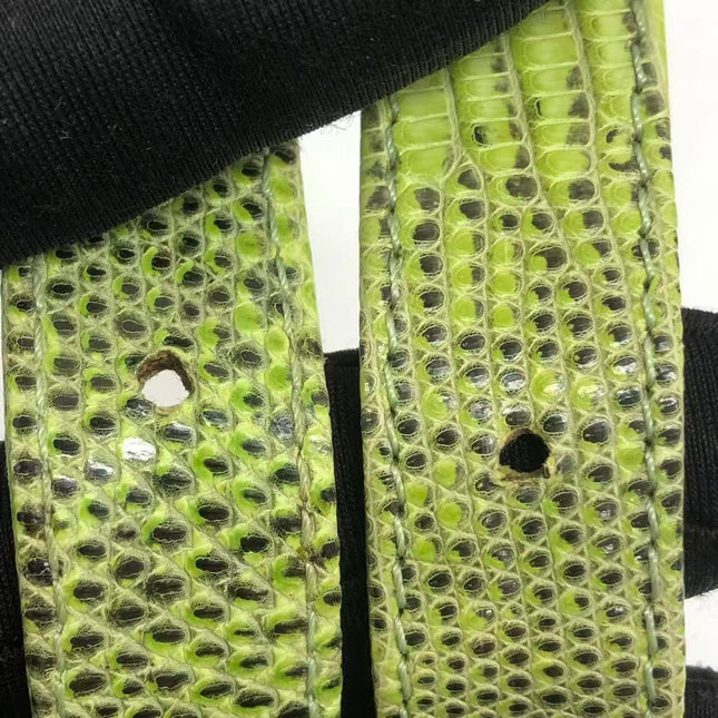 Fendi Baguette Black Cloth Multicolor Embroidery Green Lizard Skin Strap