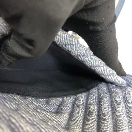 Chanel Le Boy Small Denim Blue Jeans Chevron Stitching Silver Hardware