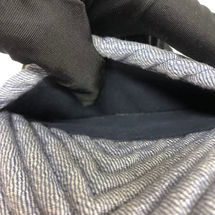 Chanel Le Boy Small Denim Blue Jeans Chevron Stitching Silver Hardware