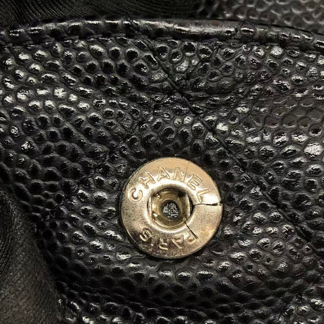 Chanel Classic Flap Jumbo 2011 Black Caviar Leather Double Flap Silver Hardware