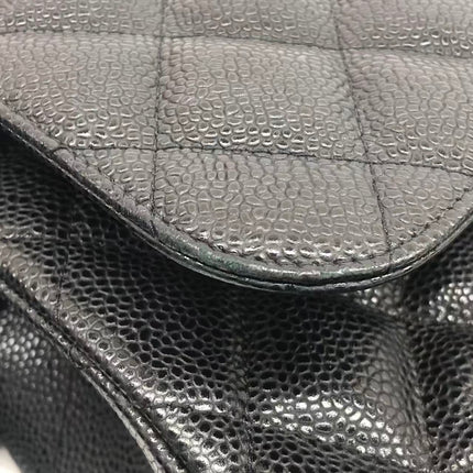 Chanel Classic Flap Jumbo 2011 Black Caviar Leather Double Flap Silver Hardware