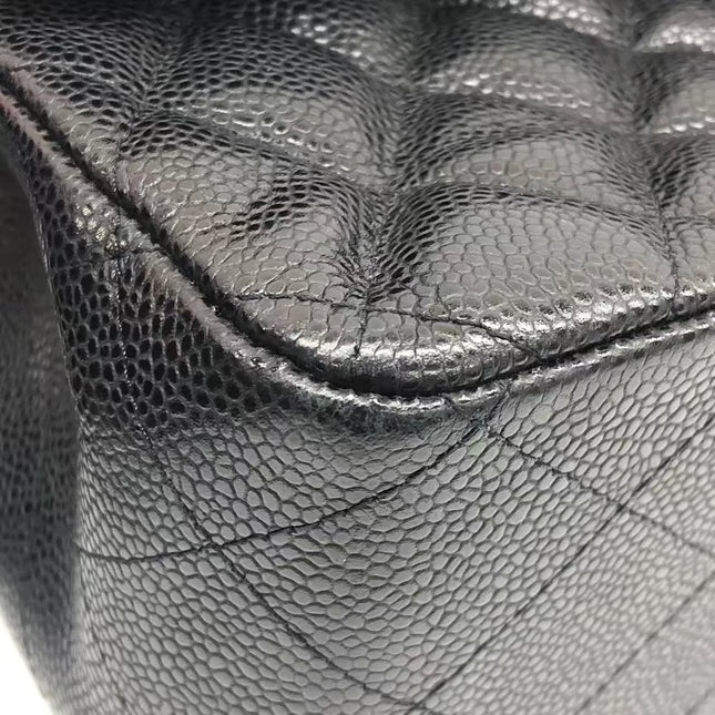 Chanel Classic Flap Jumbo 2011 Black Caviar Leather Double Flap Silver Hardware