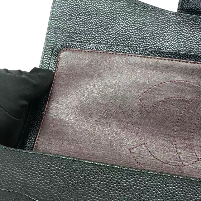 Chanel Classic Flap Jumbo 2011 Black Caviar Leather Double Flap Silver Hardware