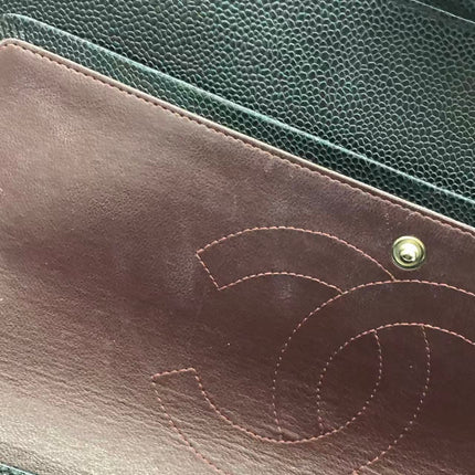 Chanel Classic Flap Jumbo 2011 Black Caviar Leather Double Flap Silver Hardware