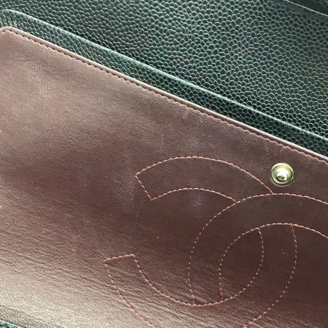 Chanel Classic Flap Jumbo 2011 Black Caviar Leather Double Flap Silver Hardware