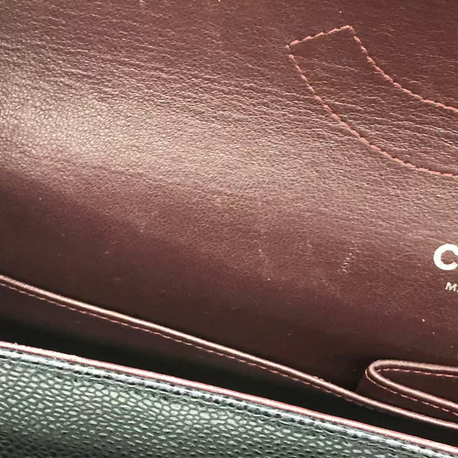 Chanel Classic Flap Jumbo 2011 Black Caviar Leather Double Flap Silver Hardware