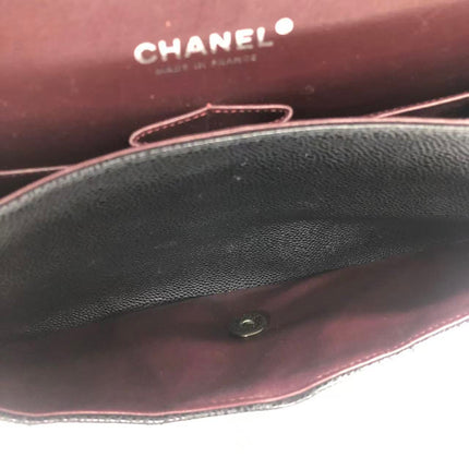 Chanel Classic Flap Jumbo 2011 Black Caviar Leather Double Flap Silver Hardware