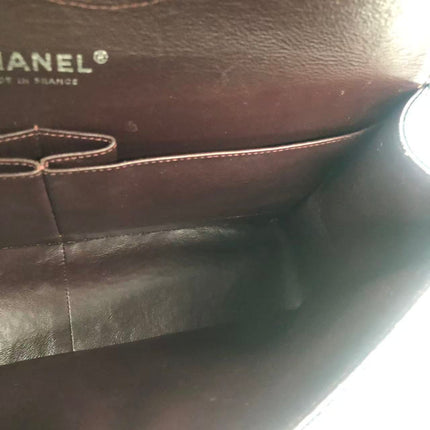 Chanel Classic Flap Jumbo 2011 Black Caviar Leather Double Flap Silver Hardware