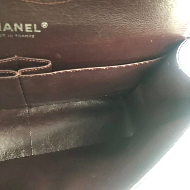 Chanel Classic Flap Jumbo 2011 Black Caviar Leather Double Flap Silver Hardware