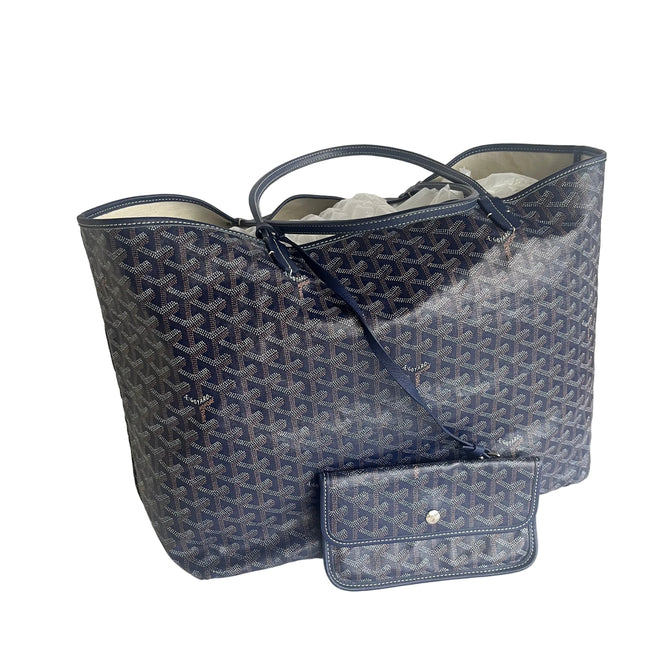 Goyard Saint Louis GM Tote Large 2014 Navy Goyardine Canvas-Luxbags