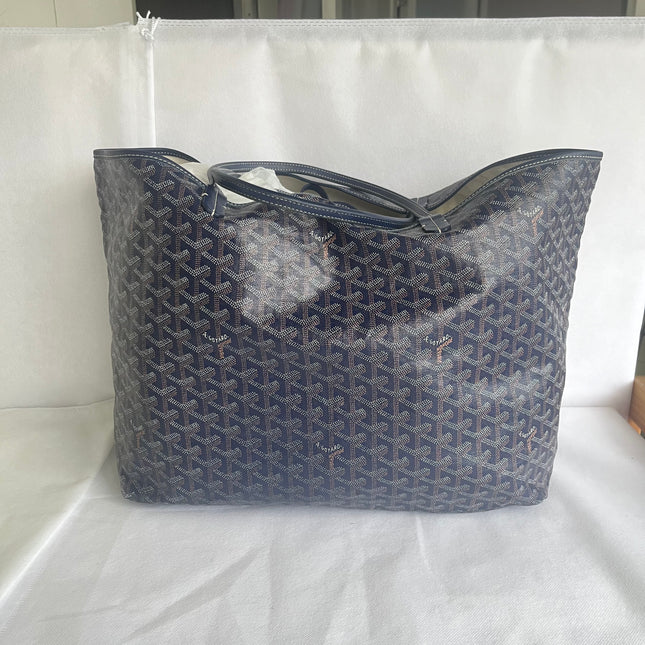 Goyard Saint Louis PM Tote Medium 2014 Navy Goyardine Canvas