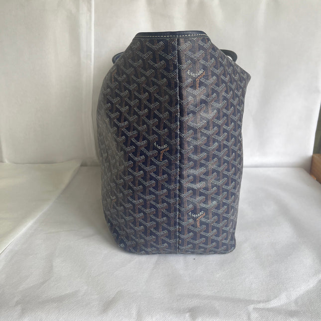 Goyard Saint Louis PM Tote Medium 2014 Navy Goyardine Canvas