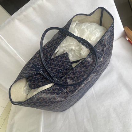 Goyard Saint Louis PM Tote Medium 2014 Navy Goyardine Canvas