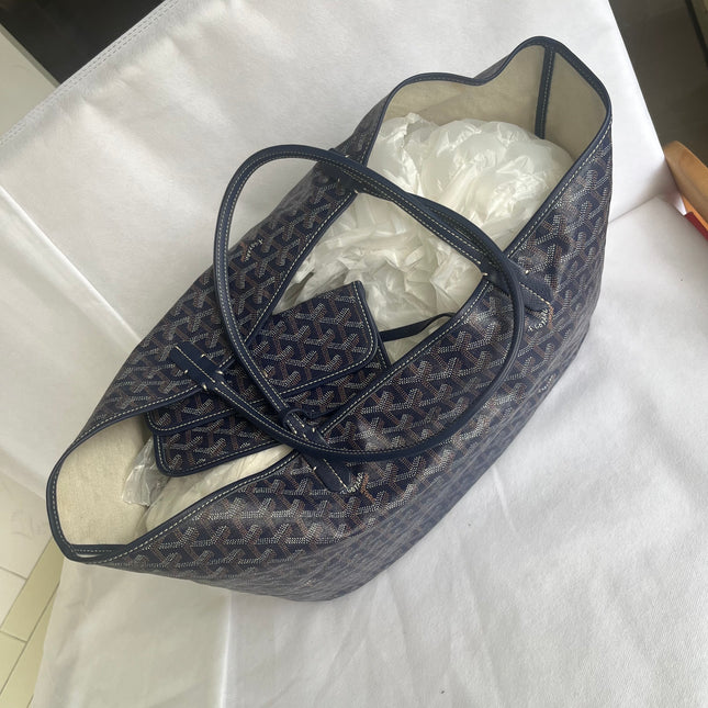 Goyard Saint Louis PM Tote Medium 2014 Navy Goyardine Canvas