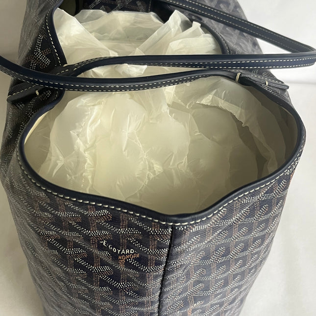 Goyard Saint Louis PM Tote Medium 2014 Navy Goyardine Canvas
