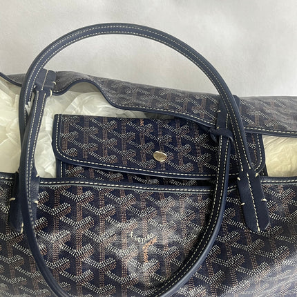 Goyard Saint Louis PM Tote Medium 2014 Navy Goyardine Canvas