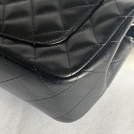 Chanel Classic Flap Mini 2014 Black Lambskin Camellia Charms Silver Hardware